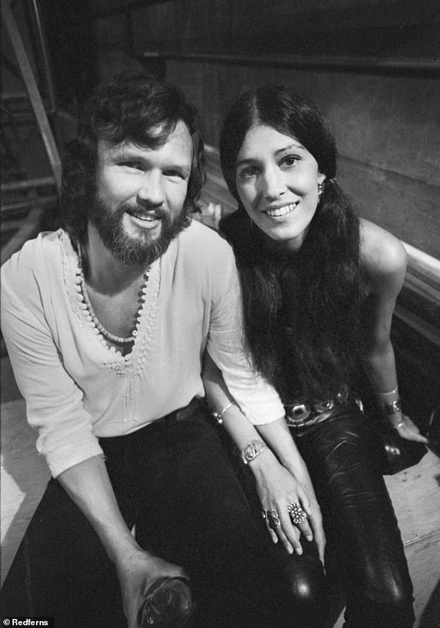 Coolidge and Kristofferson were married from 1973 and 1980. They initially crossed paths during a flight to Memphis in 1971 at a Los Angeles-area airport. Pictured in Canada in 1972