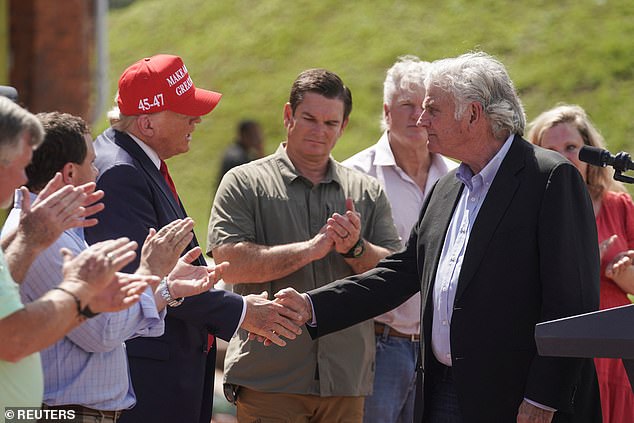 Trump was greeted on the ground in Georgia by Franklin Graham, president of Samaritan's Purse