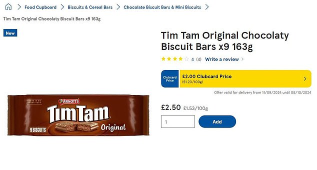 However, overseas, customers can buy the same product for £2.50 ($4.83 AUD) at leading supermarket chain Tesco