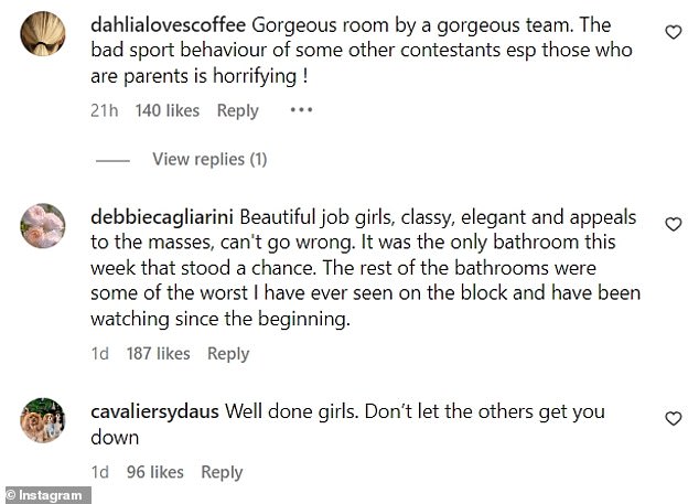 The Block fans have lashed out at Kylie and Brad Baker over the 'bullying' they say Maddy and Charlotte endured following their bathroom win