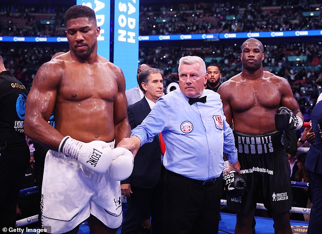 Joshua (left) failed in his quest to become a three-time champion after his loss to Daniel Dubois