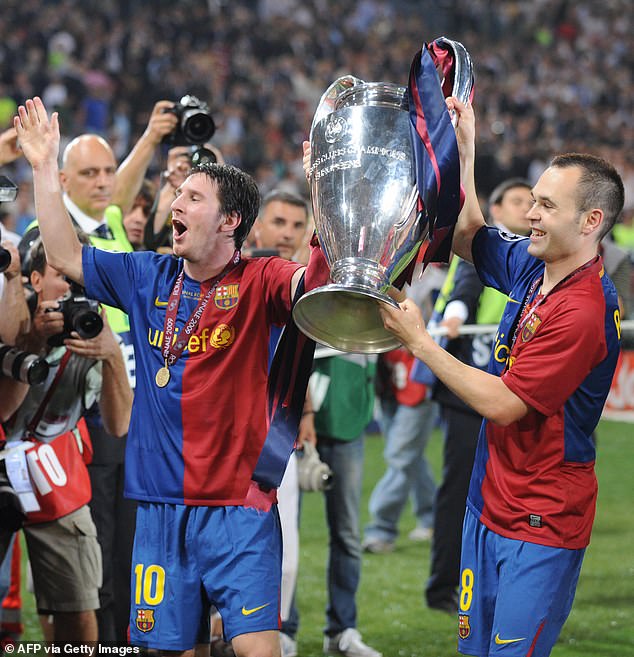 Only Messi (left) has won more trophies at Barcelona than Iniesta's incredible 32