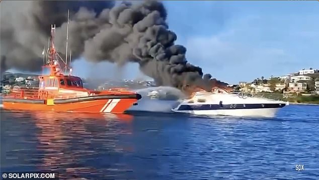 Rescuers initially planned to tow the 40-foot boat to Mahon harbor so firefighters could tackle the blaze with more advanced equipment. But the Coast Guard ultimately decided to take it further out to sea to minimize the risk of explosion before it sank