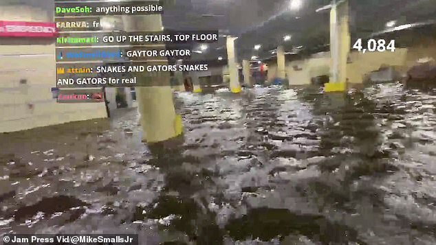 Another portion of the footage saw the influencer wading through deep floodwaters as viewers warned him about snakes and alligators