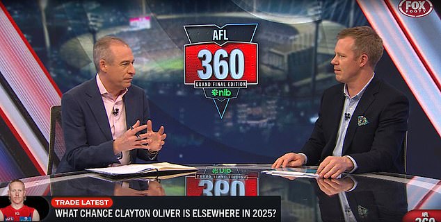 Robinson was not present at Monday night's AFL 360, with Jack Riewold (right) intervening