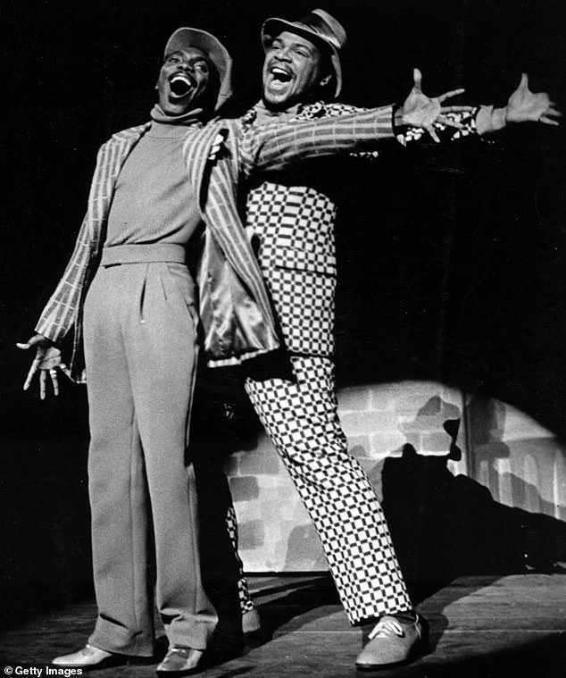 Just two years after arriving in New York, he made his Broadway debut in the all-black 1976 revival of Guys And Dolls; he is pictured (right) in the show with Christophe Pierre (left)