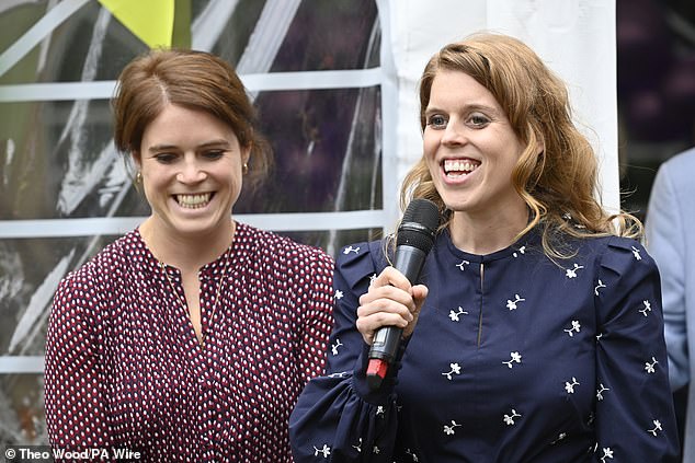 Princess Beatrice's younger sister, Princess Eugenie, is currently ranked 11th, but will drop to twelfth once the baby is born. The sisters are pictured together at a garden party at Haven House Children's Hospice in Woodford Green on September 10