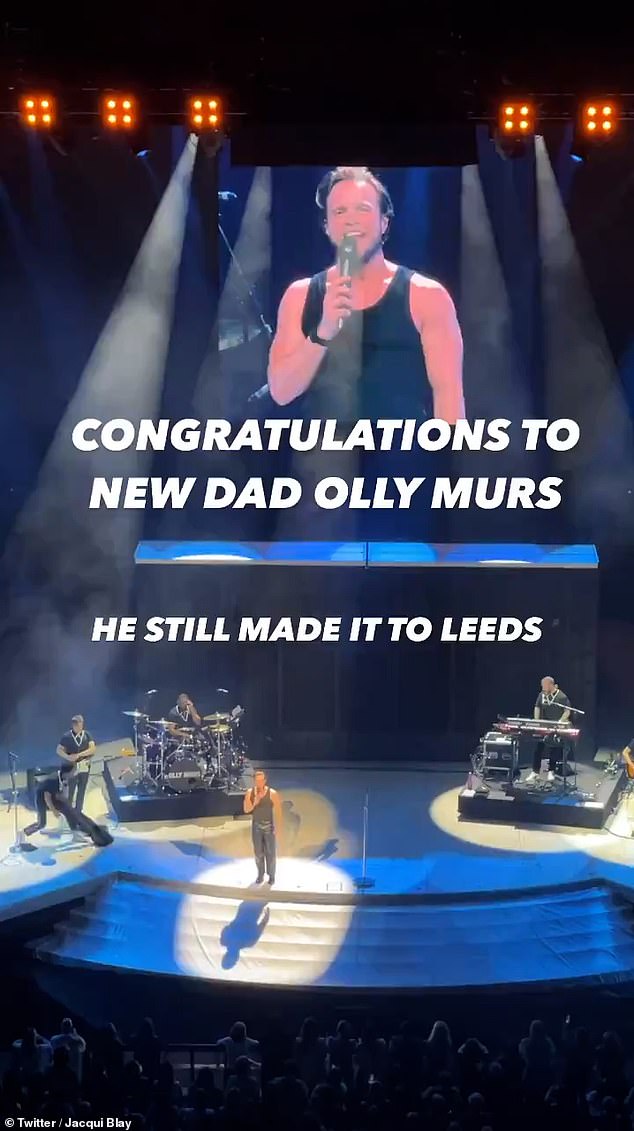 Just 48 hours after the birth of his daughter, Olly left to perform with Take That at the First Direct Arena in Leeds