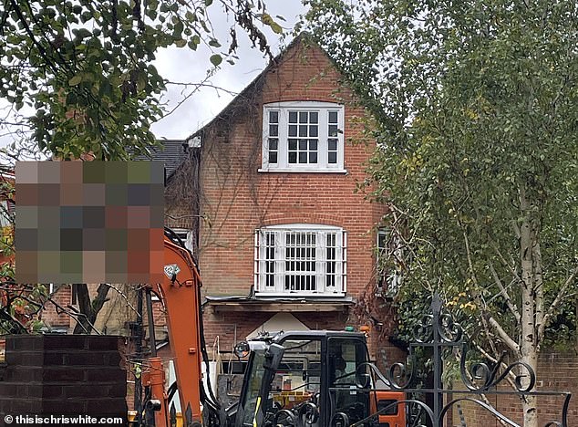 The real hard work is just beginning for her construction team, who are demolishing the house and garden and digging six meters below the surface (pictured)