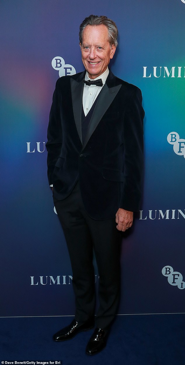 Richard E. Grant, 67, was also in attendance, looking suave in a classic black tuxedo worn over a crisp white short and chunky bow tie