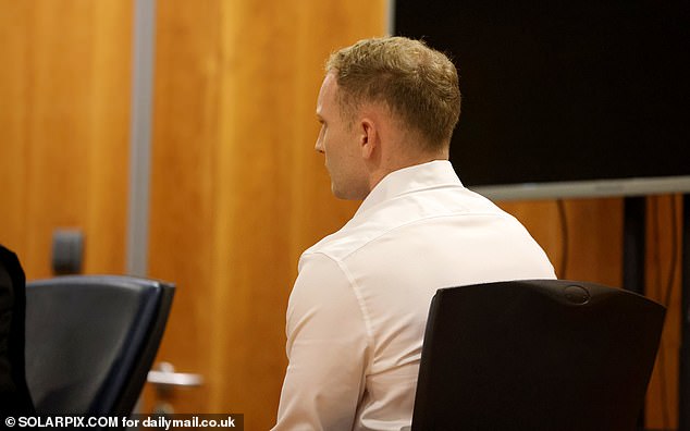 Lewis Briggs, 24, hung his head as he was found guilty of jumping out of his Mercedes and fatally stabbing his 'defenceless' victim in a 'surprise attack'