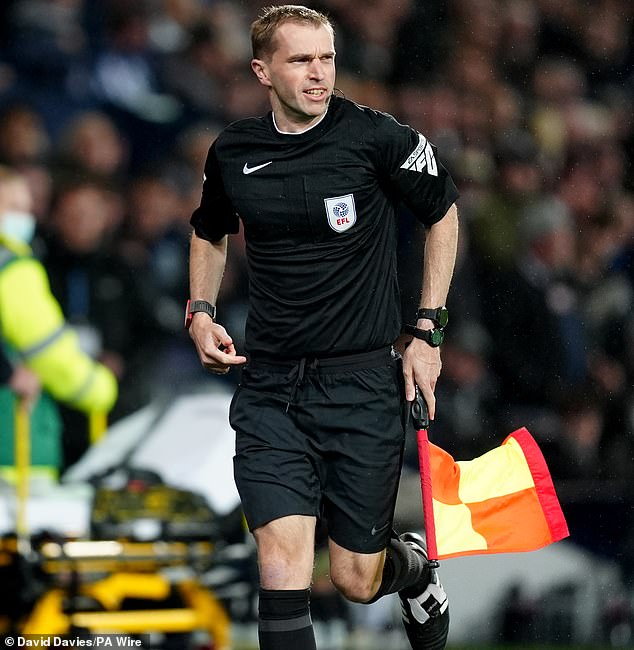 Play resumed about eight minutes later with Jacob Miles, the fourth official, preparing to take on assistant referee duties.