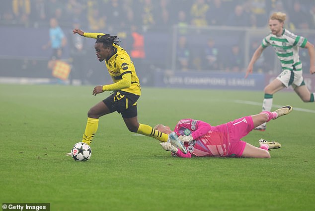 The Danish goalkeeper fouled Jamie Gittens, allowing the hosts to take an early lead from the penalty spot