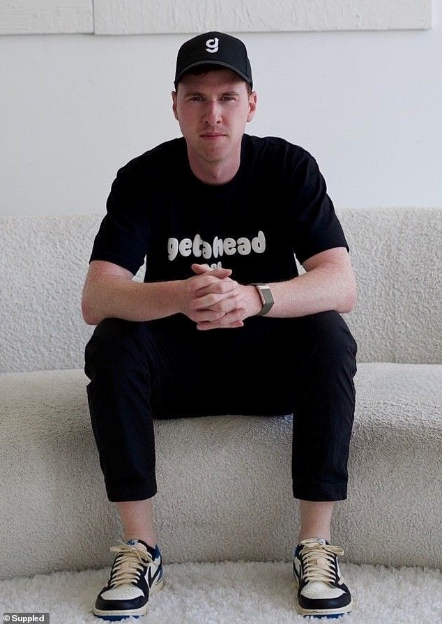 Getahead CEO Sam McNamara (pictured) said his platform signed up 2,000 employers in the past year. The app allows applicants to upload a video of themselves instead of a resume. Getahead has been viewed more than 536 million times in Australia in the past 12 months