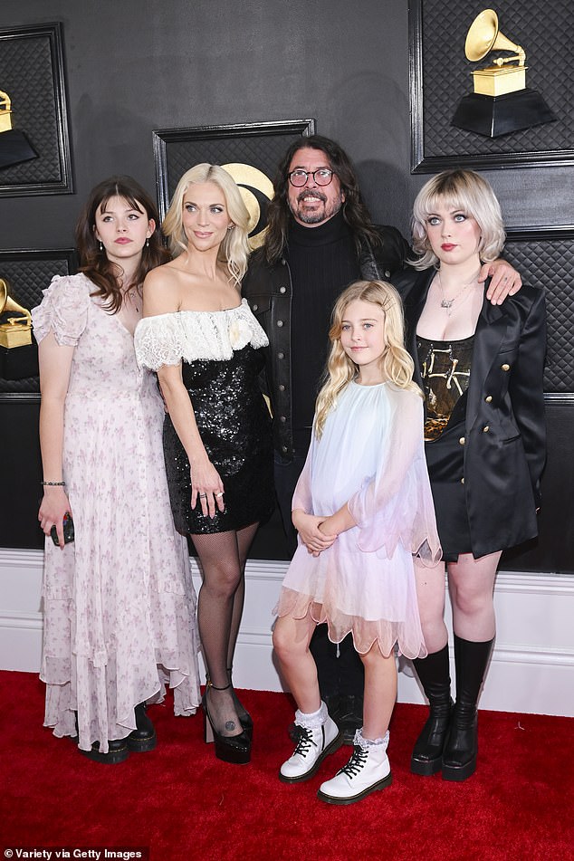 They share a total of three daughters (L-R): Harper, 15, Ophelia and Violet, 18 (pictured with their daughters at the 2023 GRAMMY Awards in Los Angeles)