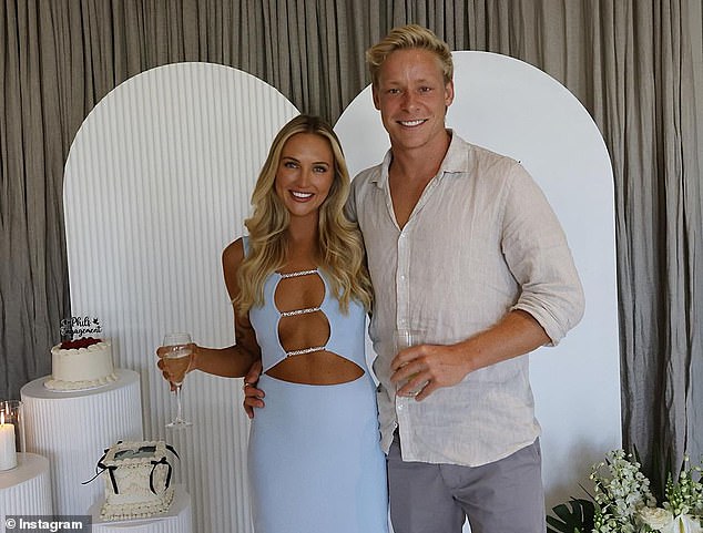 Isaac Heeney (pictured with partner Steffie Waters) has been criticized for his tame performance in the AFL grand final against Brisbane