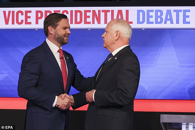 Vance and Walz shook hands at both the beginning and end of the debate and were even complimentary at times as they exchanged tense views on issues.