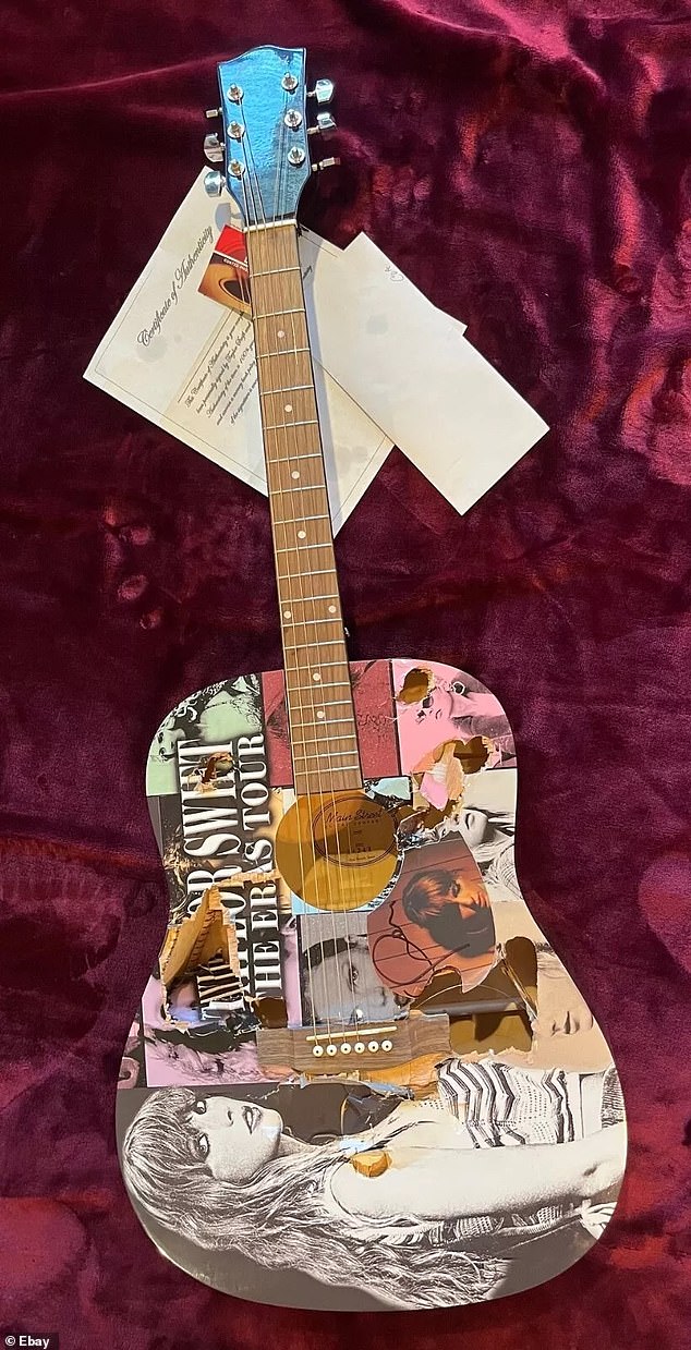 There is an alleged listing of the broken Taylor Swift guitar on Ebay. The guitar's authenticity has been heavily disputed after a source close to her merchandise company confirmed it to Variety