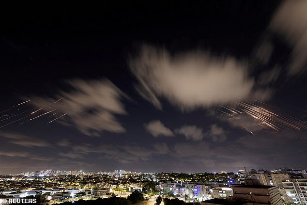 Israel's Iron Dome anti-missile system intercepts missiles after Iran fires a salvo of ballistic missiles, seen from Ashkelon, Israel, October 1, 2024