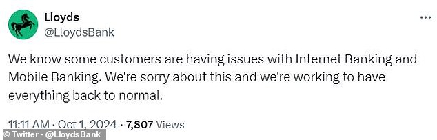 At 11:11am today, Lloyds, Halifax and Bank of Scotland all confirmed that customers were experiencing problems accessing the internet and mobile banking services