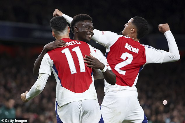 Arsenal took their first win in the Champions League after a dominant first 45 minutes