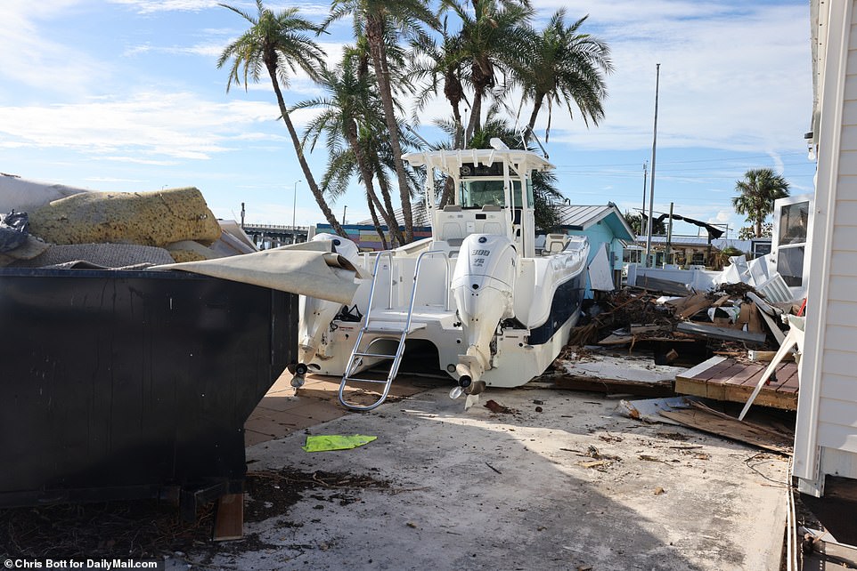 A brag washed up after the storm near Avenue B in Cortez, Florida