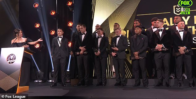 Presenter Yvonne Sampson (left) called the moment a 'powerful sign of respect' before the awards ceremony closed