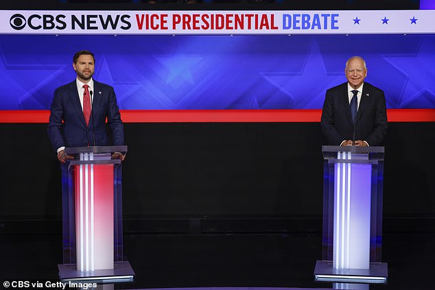 Ohio Republican Senator JD Vance (left) and Minnesota Governor Tim Walz (right) participated in the vice presidential debate at CBS headquarters in New York City on Tuesday evening