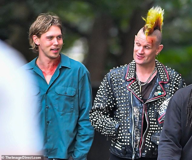 The actor shared a joke with co-star Austin Butler on Wednesday between filming in New York