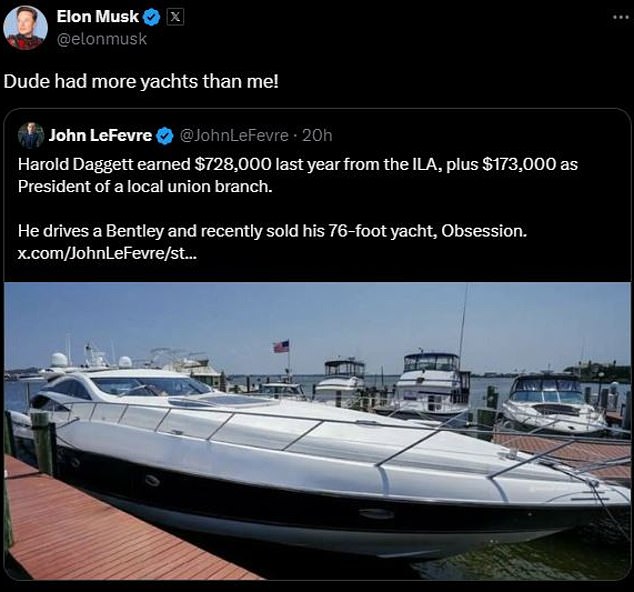 Tech boss Elon Musk and others have highlighted Dagget's lavish lifestyle of luxury cars and a yacht. He previously owned the yacht Obsession and was spotted driving around in Bentleys, according to The New York Times