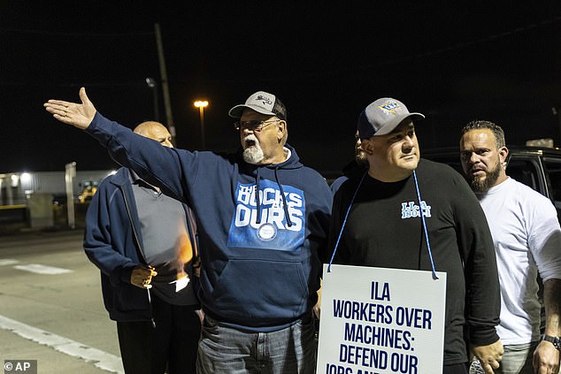 Daggett, left, president of the International Longshoreman's Association, slams the 'greedy b******s' who run global shipping but cut wages