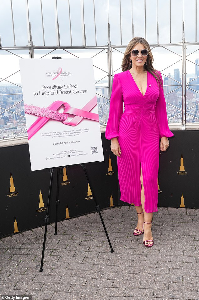 Elizabeth hosted a special lighting ceremony in honor of Breast Cancer Awareness Month, in collaboration with the brand's breast cancer campaign