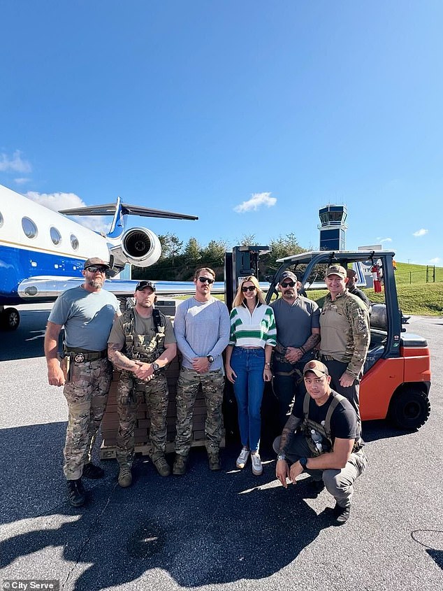 Ivanka Trump also posed for photos with pilots flying supply flights to surrounding areas of the state