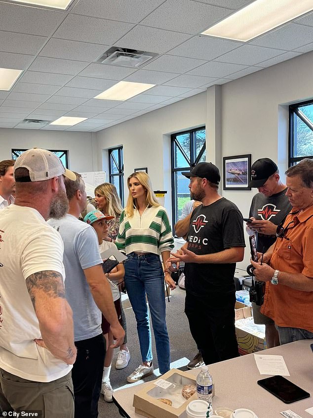 Ivanka Trump meets with volunteers and people displaced by the storm