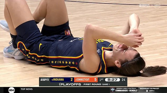 No foul was called, despite the contact leaving the 22-year-old in pain on the ground