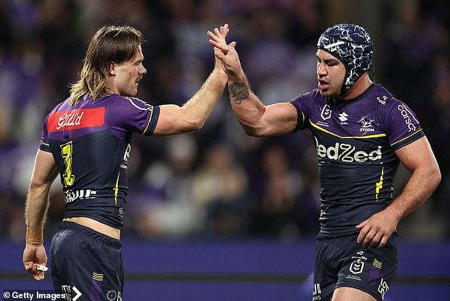 The Storm half (pictured right with teammate Ryan Papenhuyzen) will be a big part of Melbourne's attack in the grand final against Penrith on Sunday