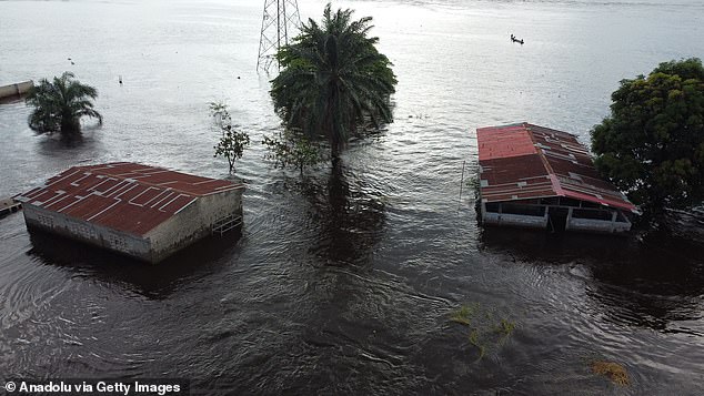 Their analysis found that there is a 'significant link' between intimate partner violence and storms, landslides and floods. Pictured: Floods in Kinshasa, Democratic Republic of Congo, in January 2024