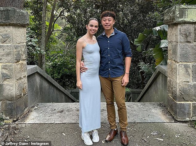 The 20-year-old (pictured with a girlfriend) suffered career-threatening injuries when the stray ball, fired by one of his Pro-Am partners, hit him below the eye