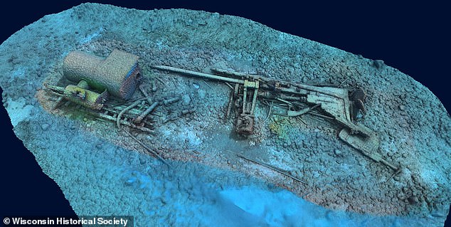 The steamboat was discovered in 40 feet of water with its machinery intact