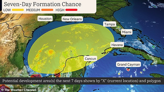 The federal agency also clarified that while there is a zero percent chance that Florida residents will experience downpours in the next 48 hours, there is a 30 percent chance in the next seven days.