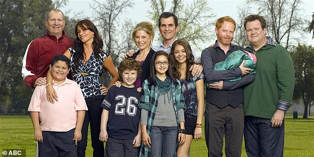 Ed (left) is best known for his comedic roles on the iconic sitcoms Married With Children and Modern Family; Ed pictured with the cast of Modern Family in 2009