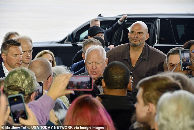 Walz arrived in Harrisburg for his tour, where he was joined by Senator John Fetterman. The Pennsylvania lawmaker told his supporters that his state will choose the next president