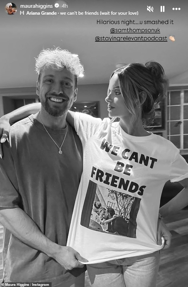 Maura broke her silence on Pete's romance rumors earlier this month when she supported him and his best friend Sam Thompson (pictured) in a hilarious T-shirt on their podcast show