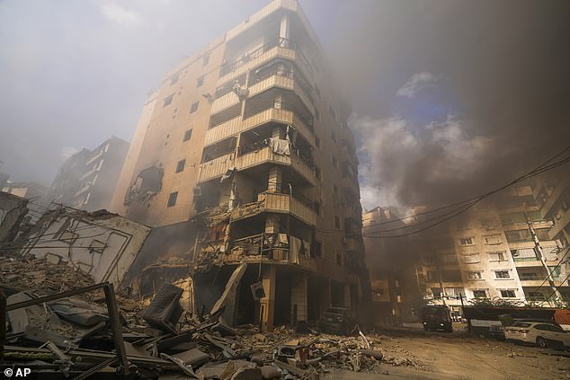 Smoke rises from the site of an Israeli airstrike in Dahiyeh, Beirut, Lebanon, Wednesday, October 2, 2024