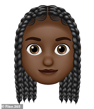 Rise.365 recreated emoji with four common black and mixed hairstyles: an afro, braids (pictured), cainrows and locs