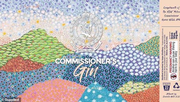 Pictured: The final label, featuring the Aboriginal artwork, which was approved and paid for by the NSW Police Force