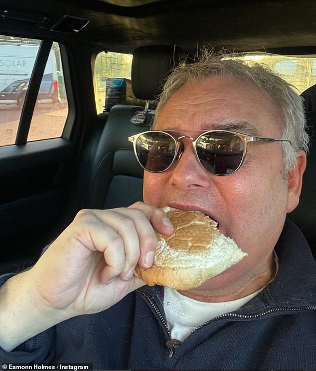 An hour after sharing the first selfie, Eamonn hit back at fans by sharing a second photo from his car while eating a bacon sandwich, proving the selfie wasn't old.