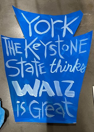 A Keystone State Walz sign at its meeting in York