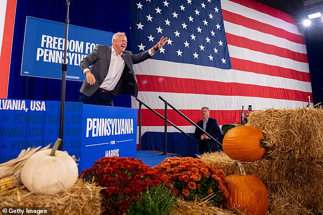 Walz took the stage at the York Expo Center on October 2 as part of his bus tour of Central Pennsylvania