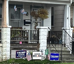 A house with Trump-Vance signs